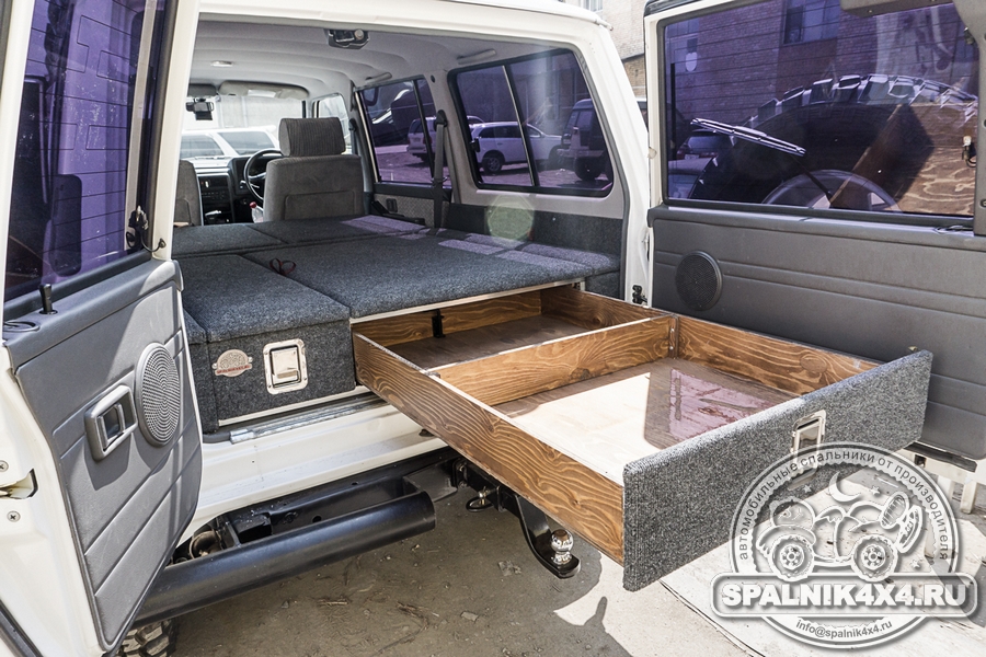 Автоспальник для Nissan Safari / Patrol Y60 с ящиками увеличенного объема и разной ширины + усиленные панели багажного отделения