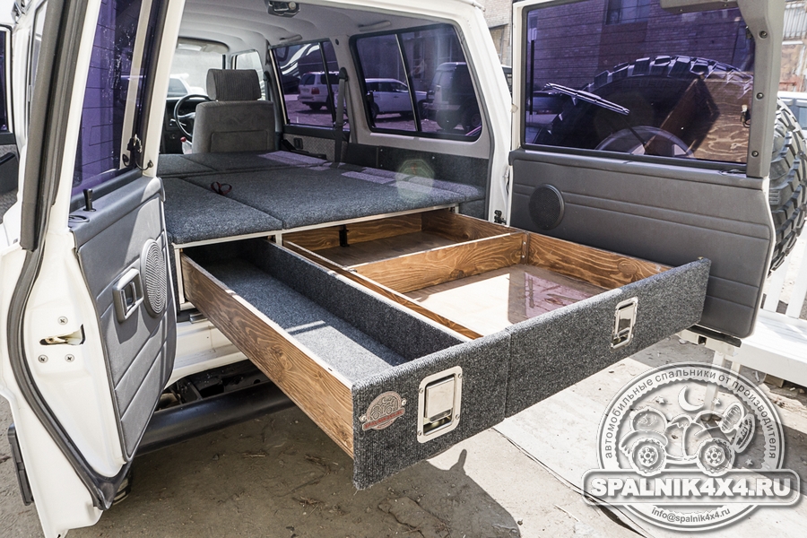 Автоспальник для Nissan Safari / Patrol Y60 с ящиками увеличенного объема и разной ширины + усиленные панели багажного отделения